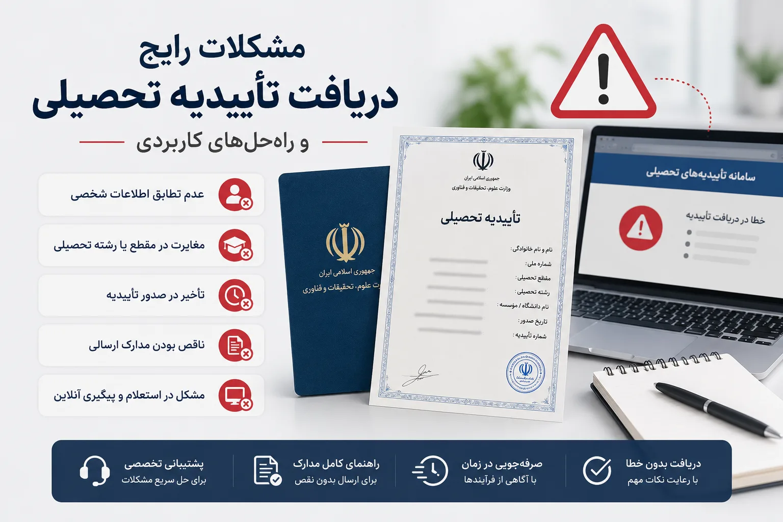 مشکلات رایج دریافت تأییدیه تحصیلی